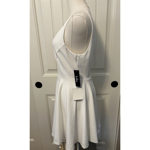 NWT Lulus Bon Appetit Ivory White Skater Dress Size Medium, Ponte Knit - Picture 2 of 11